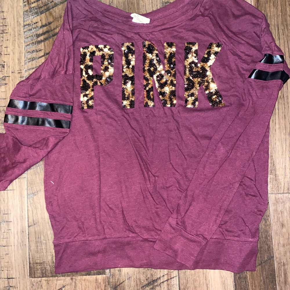 VS Pink Long Sleeve Sequins Shirt